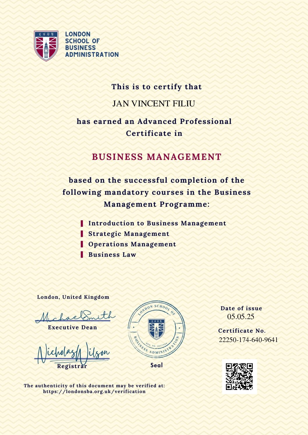 London Business School - Advance Certificate